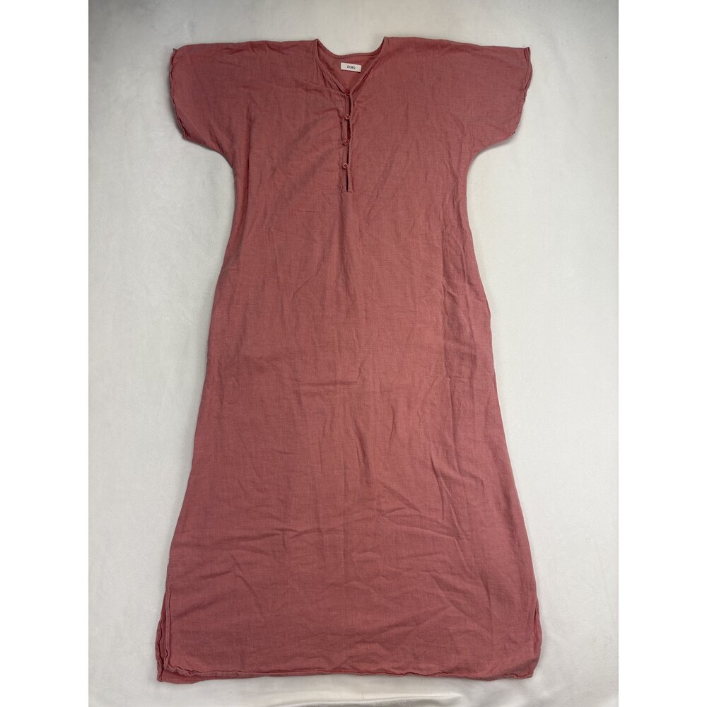 Storq Maxi Dress Size 2 Henley Dolman Sleeve Dusty Rose - Picture 2 of 12
